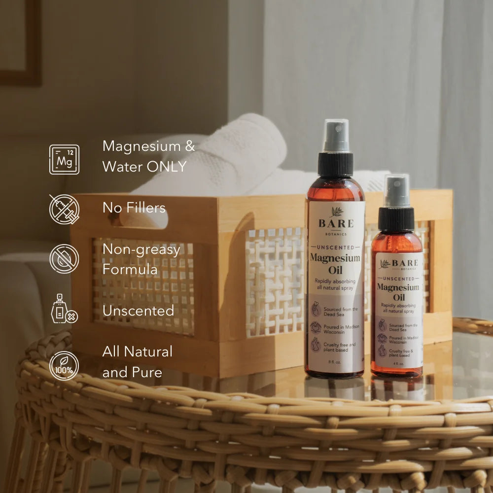 Magnesium Oil Spray Unscented 8 Fl Oz | Sourced from the Dead Sea, Made in Wisconsin