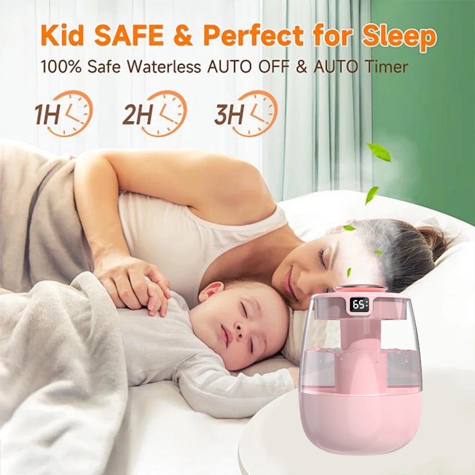 Humidifier on Clearance, USB Humidifier with Humidity Display, Quiet Cool Mist Humidifier for Bedroom and Office Plants, Easy to Clean