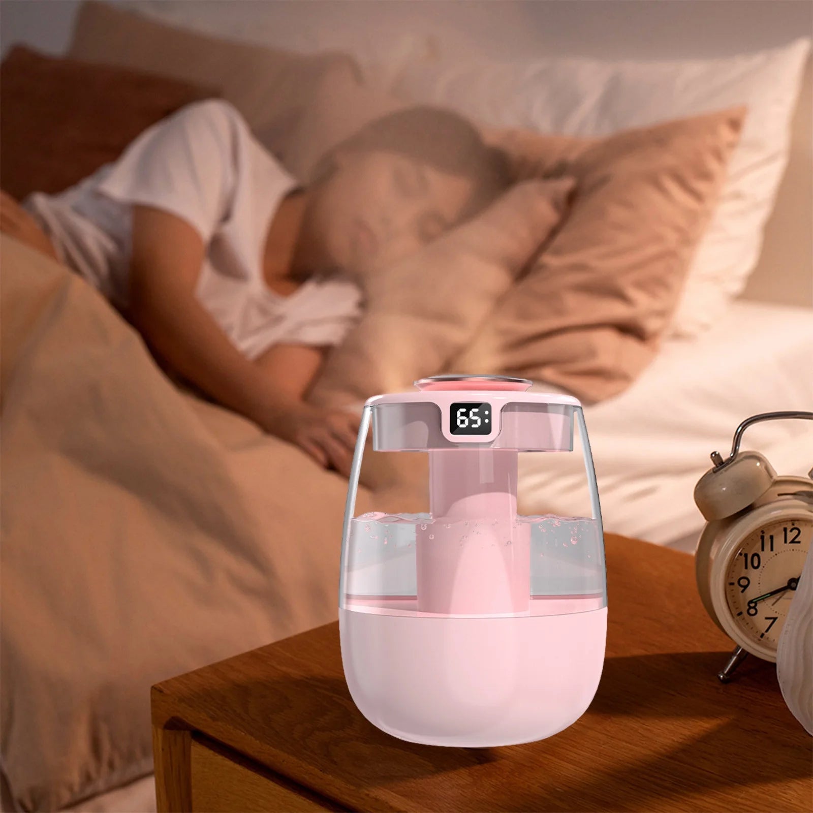 Humidifier on Clearance, USB Humidifier with Humidity Display, Quiet Cool Mist Humidifier for Bedroom and Office Plants, Easy to Clean